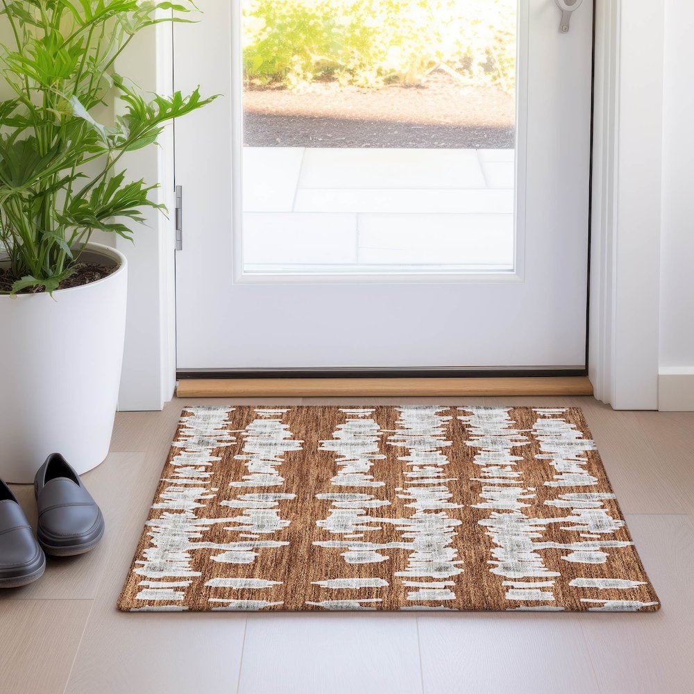 Premium Machine Washable Mayfield AMF905 Paprika 1'8" x 2'6" Rug