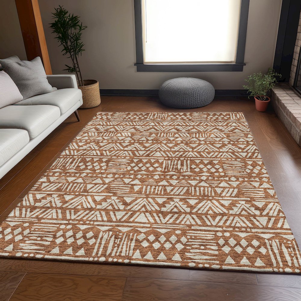 Premium Machine Washable Mayfield AMF907 Terracotta 2'6" x 3'10" Rug