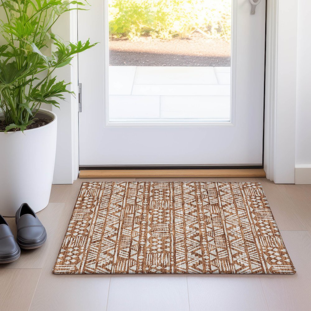 Premium Machine Washable Mayfield AMF907 Terracotta 1'8" x 2'6" Rug