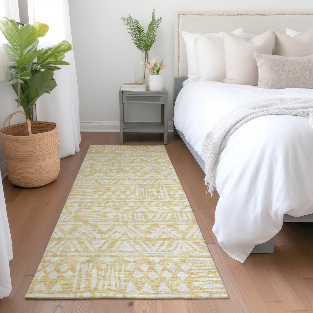 Premium Machine Washable Mayfield AMF907 Wheat 2'3" x 7'6" Runner Rug