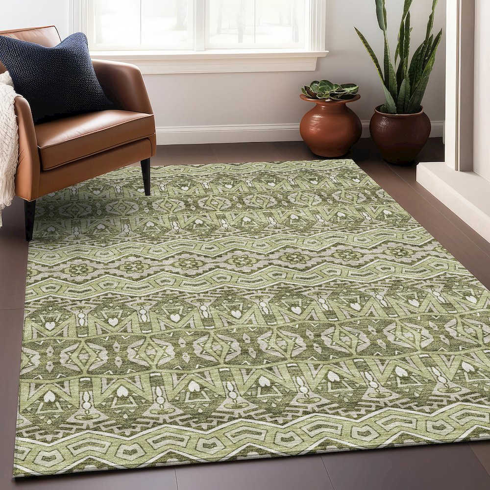 Premium Machine Washable Mayfield AMF909 Aloe 2'6" x 3'10" Rug
