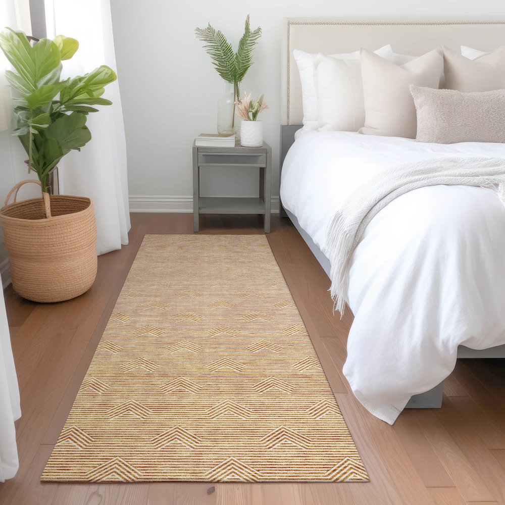 Premium Machine Washable Mayfield AMF910 Orange 2'3" x 7'6" Runner Rug
