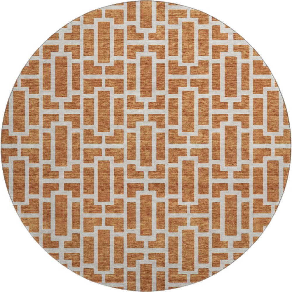 Premium Machine Washable Mayfield AMF916 Terracotta 8' x 8' Round Rug