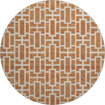 Premium Machine Washable Mayfield AMF916 Terracotta 8' x 8' Round Rug