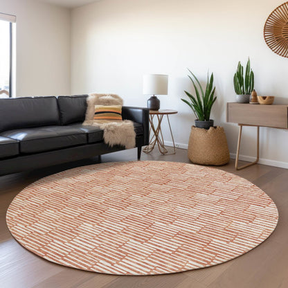 Premium Machine Washable Mayfield AMF918 Salmon 8' x 8' Round Rug