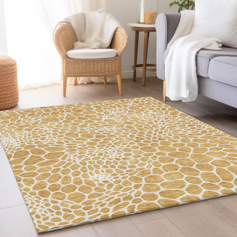 Premium Machine Washable Mayfield AMF919 Gold 2'6" x 3'10" Rug