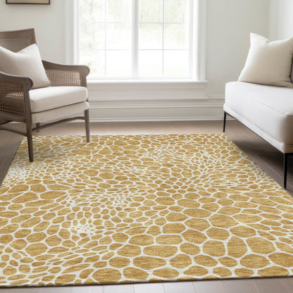 Premium Machine Washable Mayfield AMF919 Gold 2'6" x 3'10" Rug