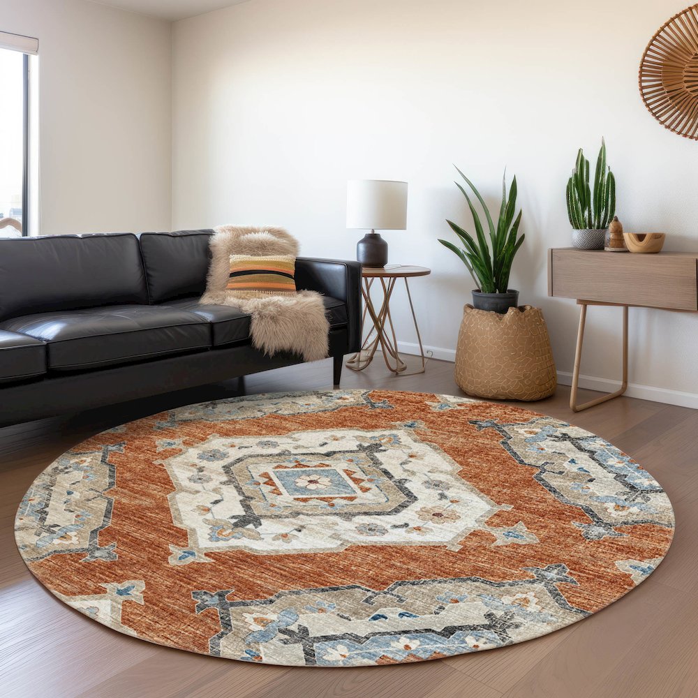 Premium Machine Washable Mayfield  Clay 8' x 8' Round Rug