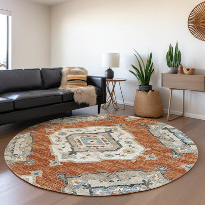 Premium Machine Washable Mayfield  Clay 8' x 8' Round Rug