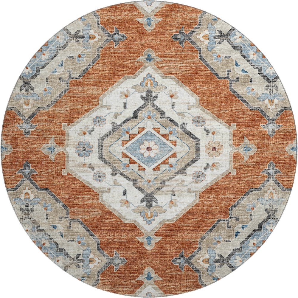 Premium Machine Washable Mayfield  Clay 8' x 8' Round Rug
