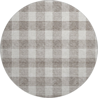 Premium Machine Washable Mayfield AMF923 Taupe 8' x 8' Round Rug