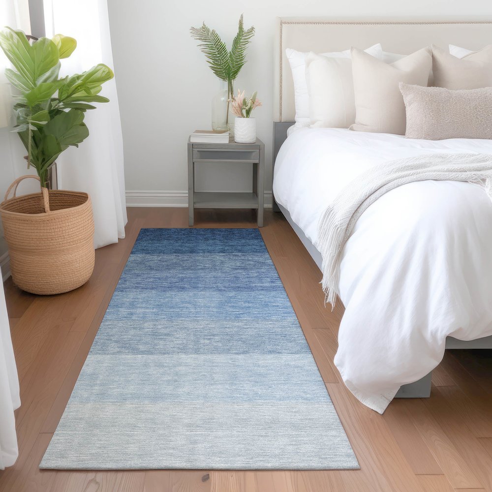 Premium Machine Washable Mayfield AMF928 Blue 2'3" x 7'6" Runner Rug