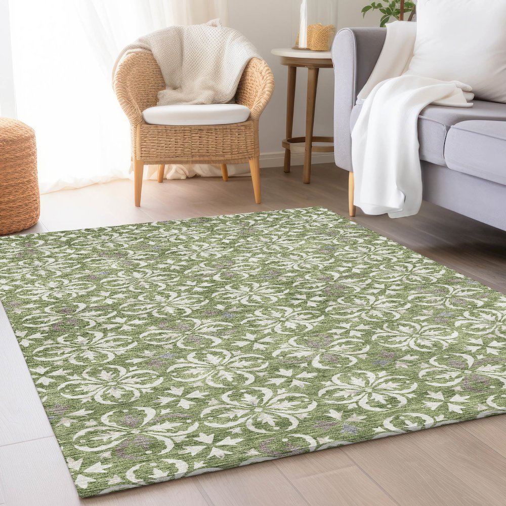 Premium Machine Washable Mayfield AMF930 Green 2'6" x 3'10" Rug