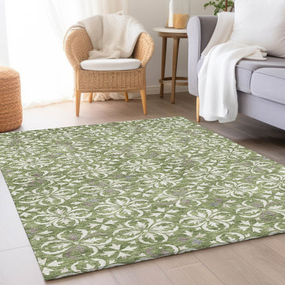 Premium Machine Washable Mayfield AMF930 Green 2'6" x 3'10" Rug