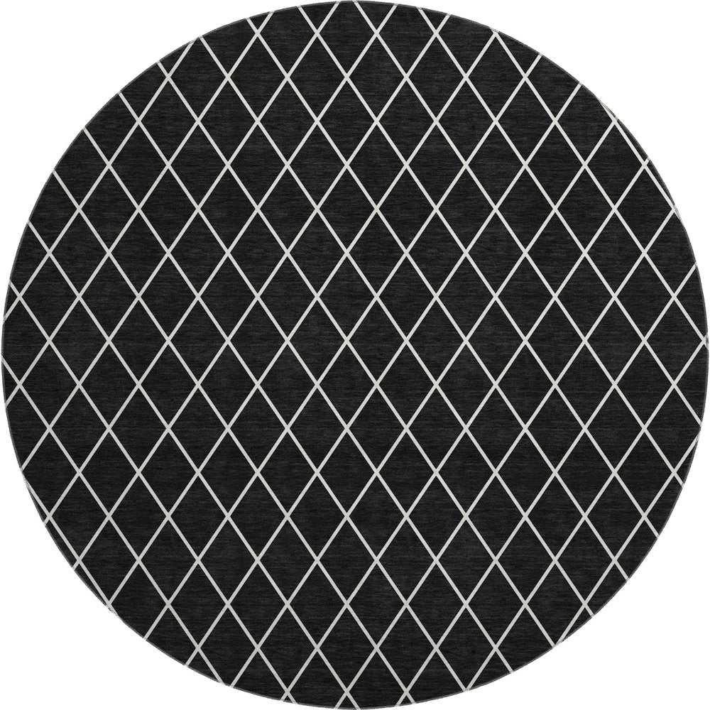 Premium Machine Washable Mayfield AMF932 Black 8' x 8' Round Rug