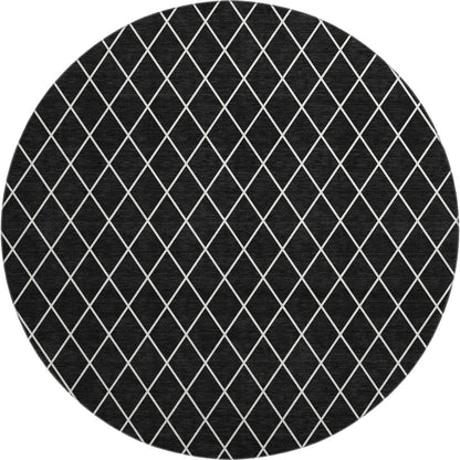 Premium Machine Washable Mayfield AMF932 Black 8' x 8' Round Rug