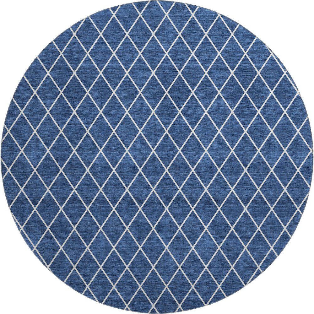 Premium Machine Washable Mayfield AMF932 Navy 8' x 8' Round Rug