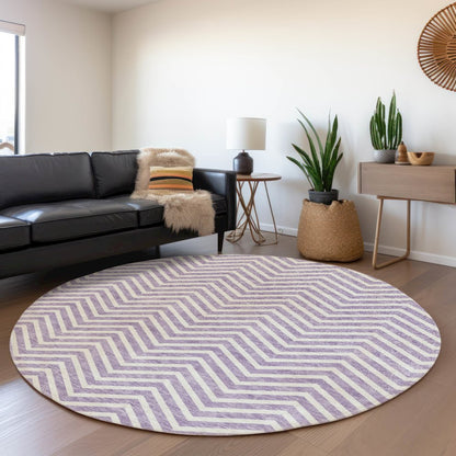 Premium Machine Washable Mayfield AMF934 Lilac 8' x 8' Round Rug