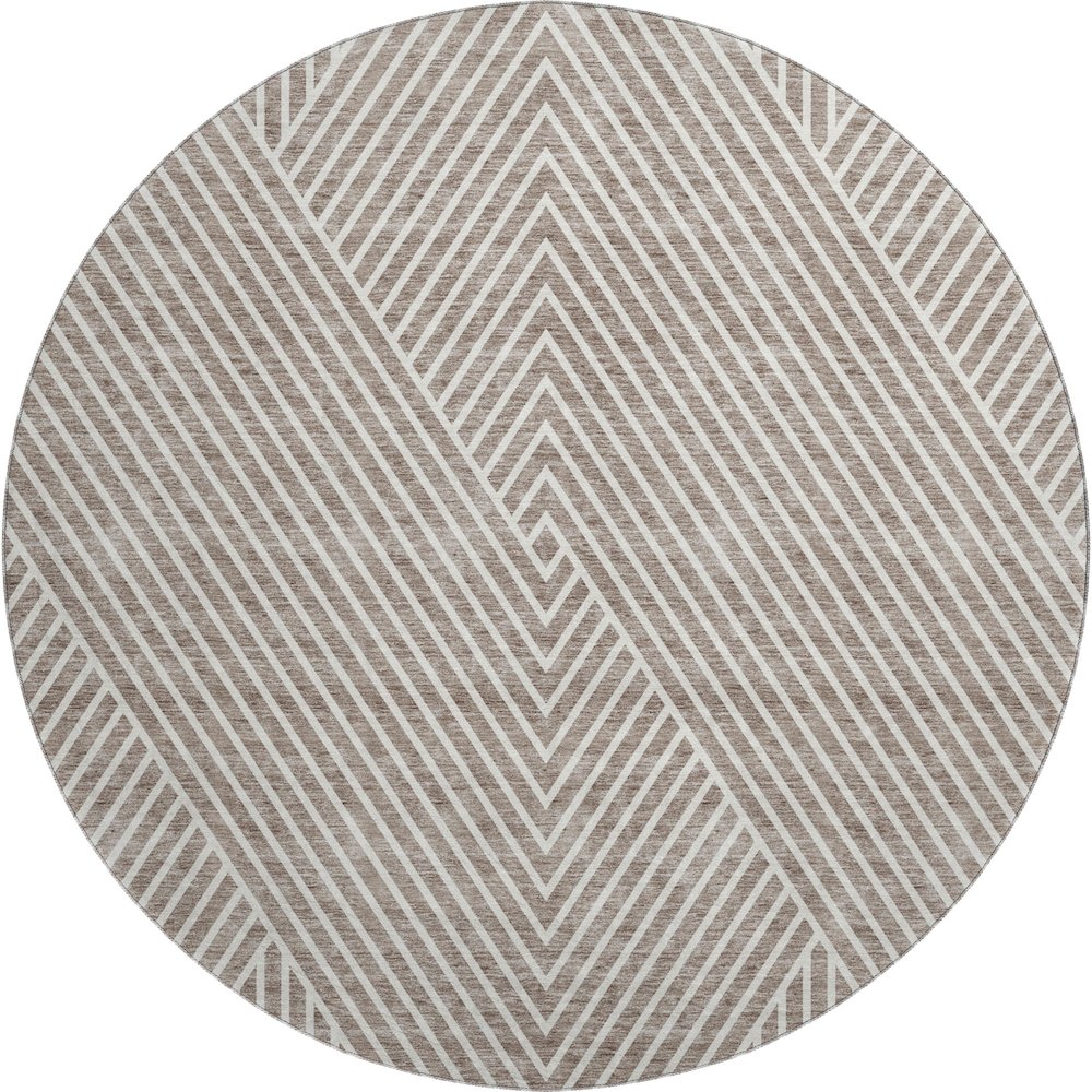 Premium Machine Washable Mayfield AMF937 Taupe 8' x 8' Round Rug