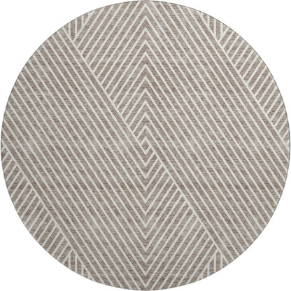 Premium Machine Washable Mayfield AMF937 Taupe 8' x 8' Round Rug