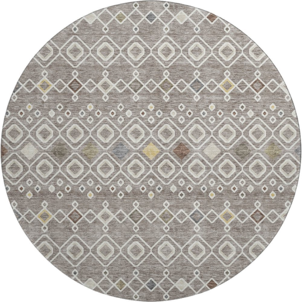 Premium Machine Washable Mayfield AMF938 Taupe 8' x 8' Round Rug