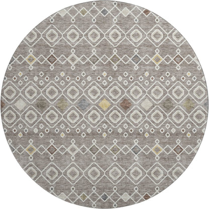 Premium Machine Washable Mayfield AMF938 Taupe 8' x 8' Round Rug