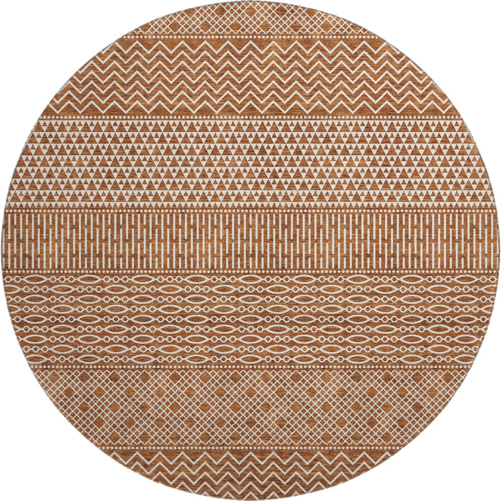 Premium Machine Washable Mayfield AMF939 Paprika 8' x 8' Round Rug