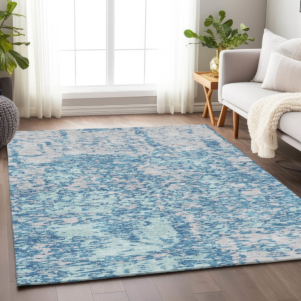 Premium Machine Washable Mayfield AMF946 Teal 2'6" x 3'10" Rug