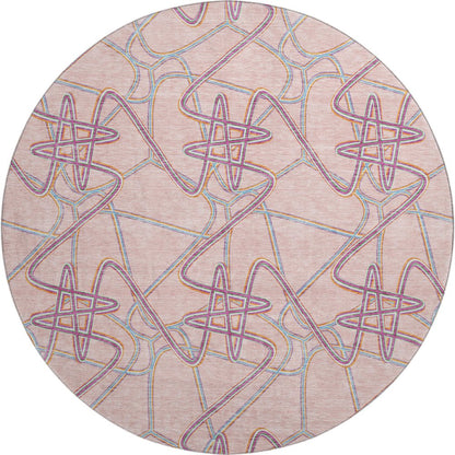 Premium Machine Washable Mayfield AMF947 Pink 8' x 8' Round Rug