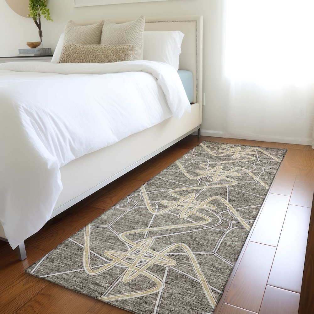 Premium Machine Washable Mayfield AMF947 Taupe 2'3" x 7'6" Runner Rug