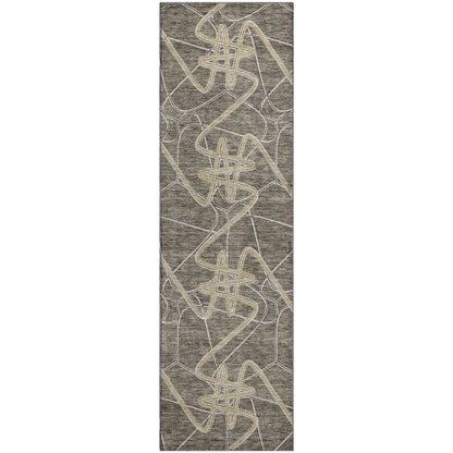 Premium Machine Washable Mayfield AMF947 Taupe 2'3" x 7'6" Runner Rug