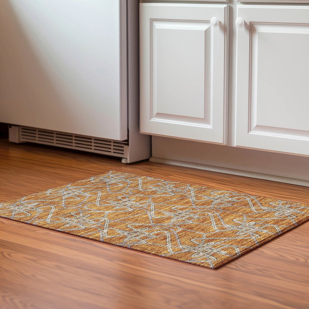 Premium Machine Washable Mayfield AMF947 Terracotta 1'8" x 2'6" Rug