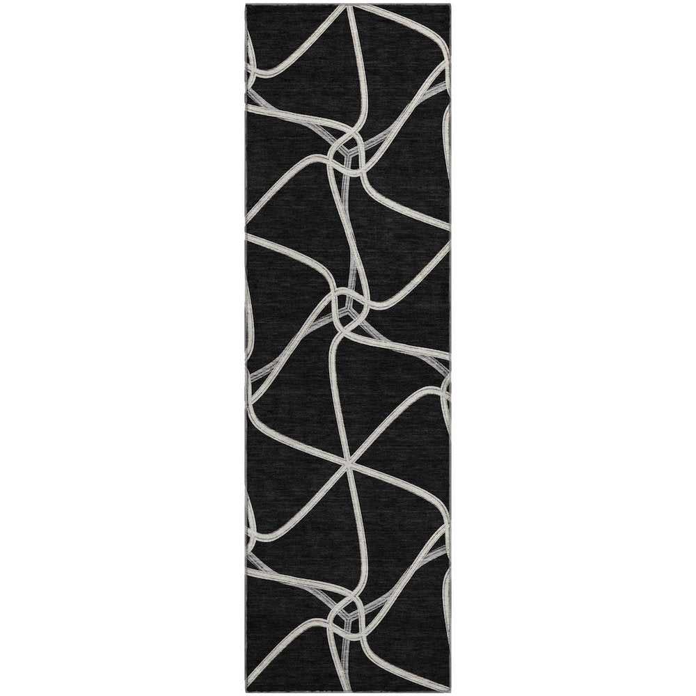Premium Machine Washable Mayfield AMF948 Black 2'3" x 7'6" Runner Rug