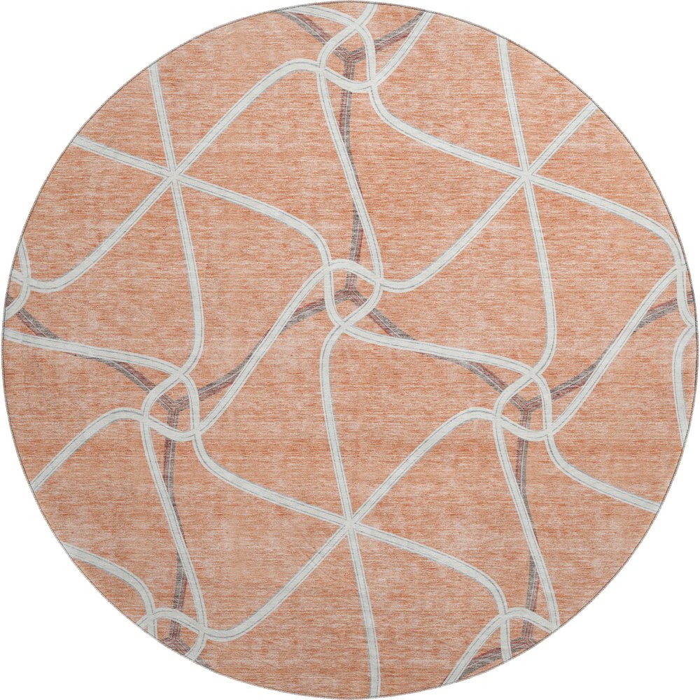 Premium Machine Washable Mayfield AMF948 Salmon 8' x 8' Round Rug