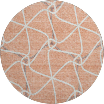 Premium Machine Washable Mayfield AMF948 Salmon 8' x 8' Round Rug