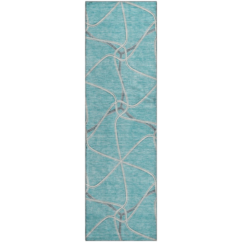 Premium Machine Washable Mayfield AMF948 Teal 2'3" x 7'6" Runner Rug