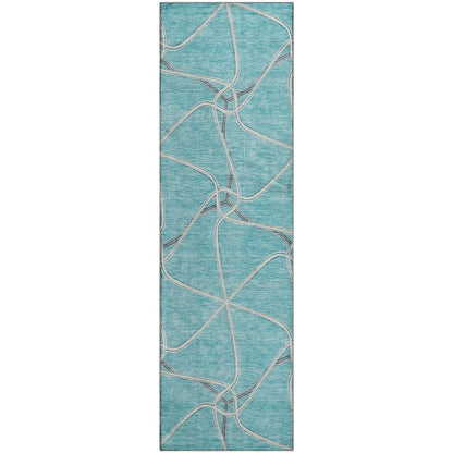 Premium Machine Washable Mayfield AMF948 Teal 2'3" x 7'6" Runner Rug