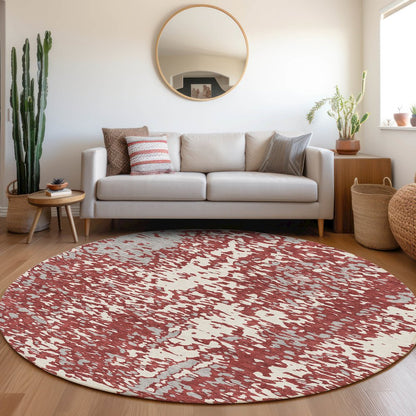 Premium Machine Washable Mayfield AMF949 Garnet 8' x 8' Round Rug