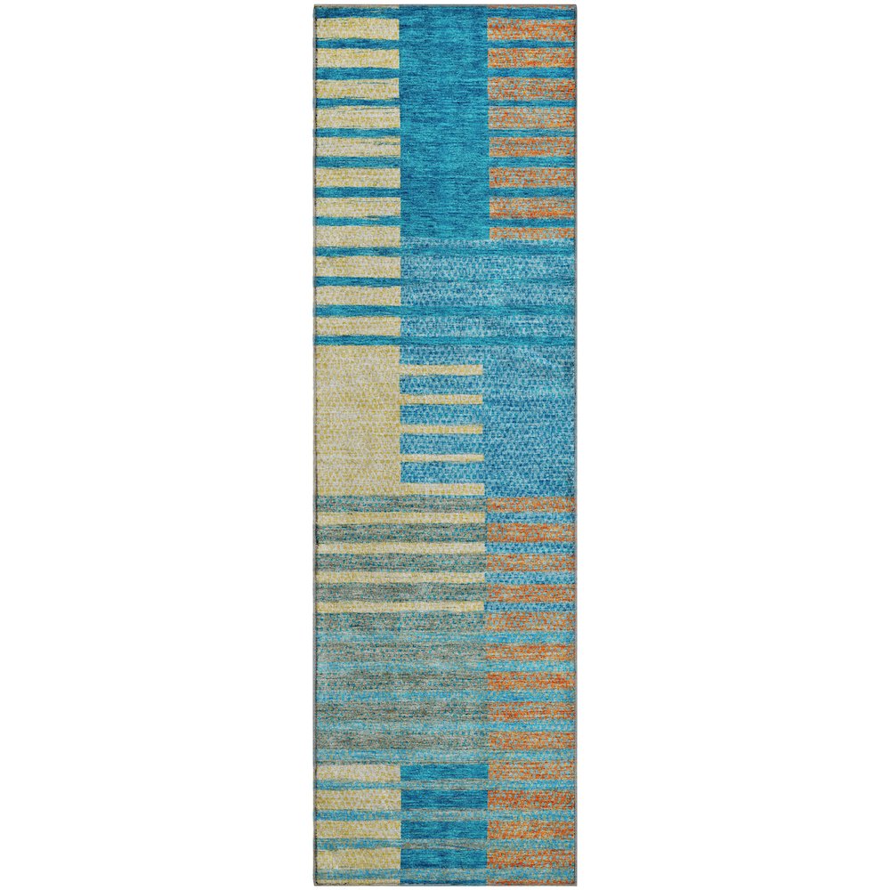 Premium Machine Washable Mayfield AMF954 Teal 2'3" x 7'6" Runner Rug
