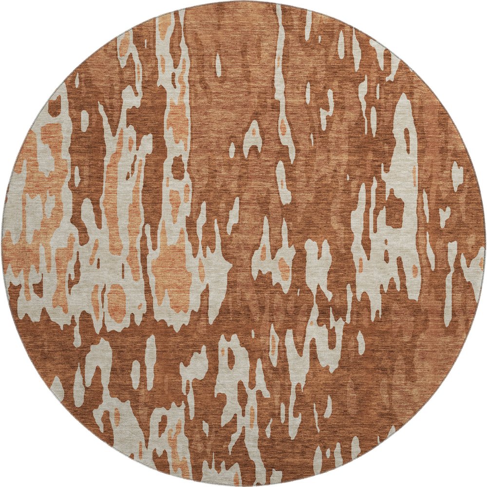 Premium Machine Washable Mayfield AMF957 Paprika 8' x 8' Round Rug