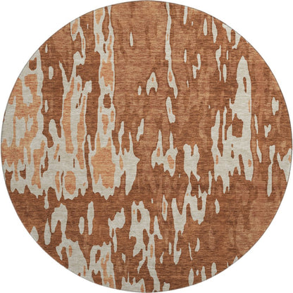 Premium Machine Washable Mayfield AMF957 Paprika 8' x 8' Round Rug
