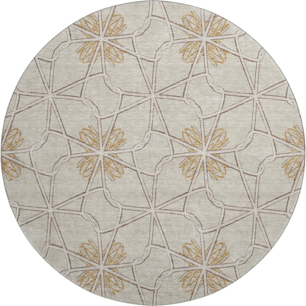Premium Machine Washable Mayfield AMF958 Ivory 8' x 8' Round Rug