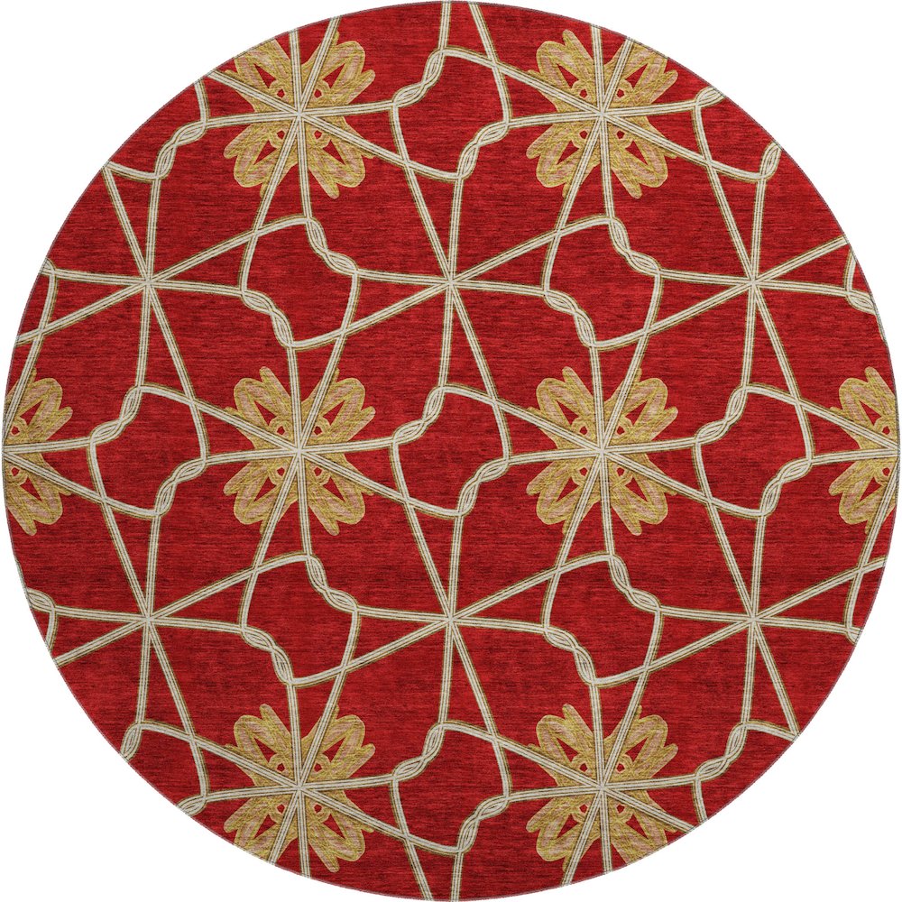 Premium Machine Washable Mayfield AMF958 Paprika 8' x 8' Round Rug