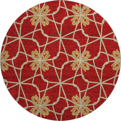 Premium Machine Washable Mayfield AMF958 Paprika 8' x 8' Round Rug