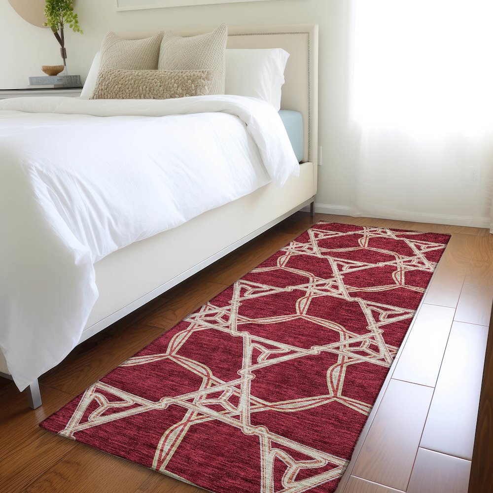 Premium Machine Washable Mayfield AMF959 Burgundy 2'3" x 7'6" Runner Rug