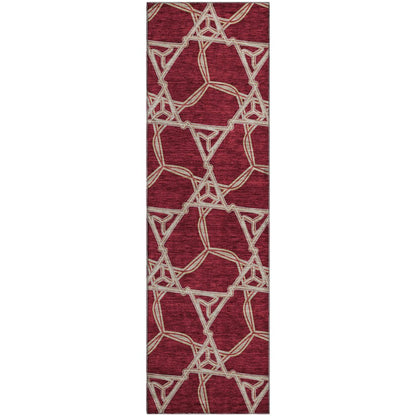 Premium Machine Washable Mayfield AMF959 Burgundy 2'3" x 7'6" Runner Rug