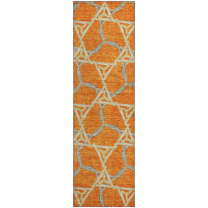 Premium Machine Washable Mayfield AMF959 Orange 2'3" x 7'6" Runner Rug