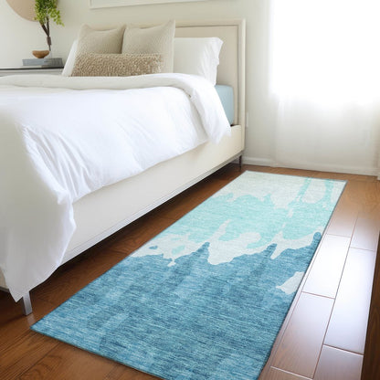 Premium Machine Washable Mayfield AMF961 Teal 2'3" x 7'6" Runner Rug