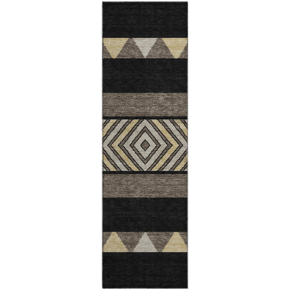 Premium Machine Washable Mayfield AMF965 Black 2'3" x 7'6" Runner Rug