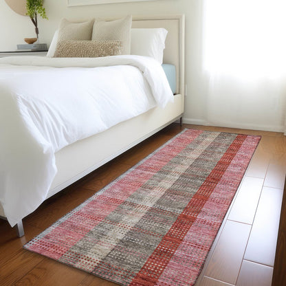 Premium Machine Washable Mayfield AMF966 Red 2'3" x 7'6" Runner Rug